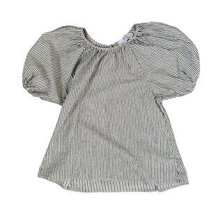 Never a Wallflower XS Puff Sleeve Stripe Grey and White Top